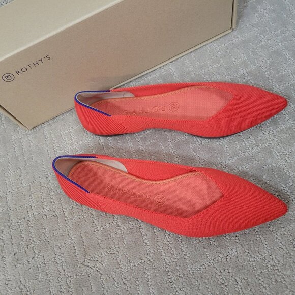 Rothy’s The Point Women's Size US 5, 7.5, 10 Red Flame Slip On Ballet Flat Shoes - Picture 12 of 12